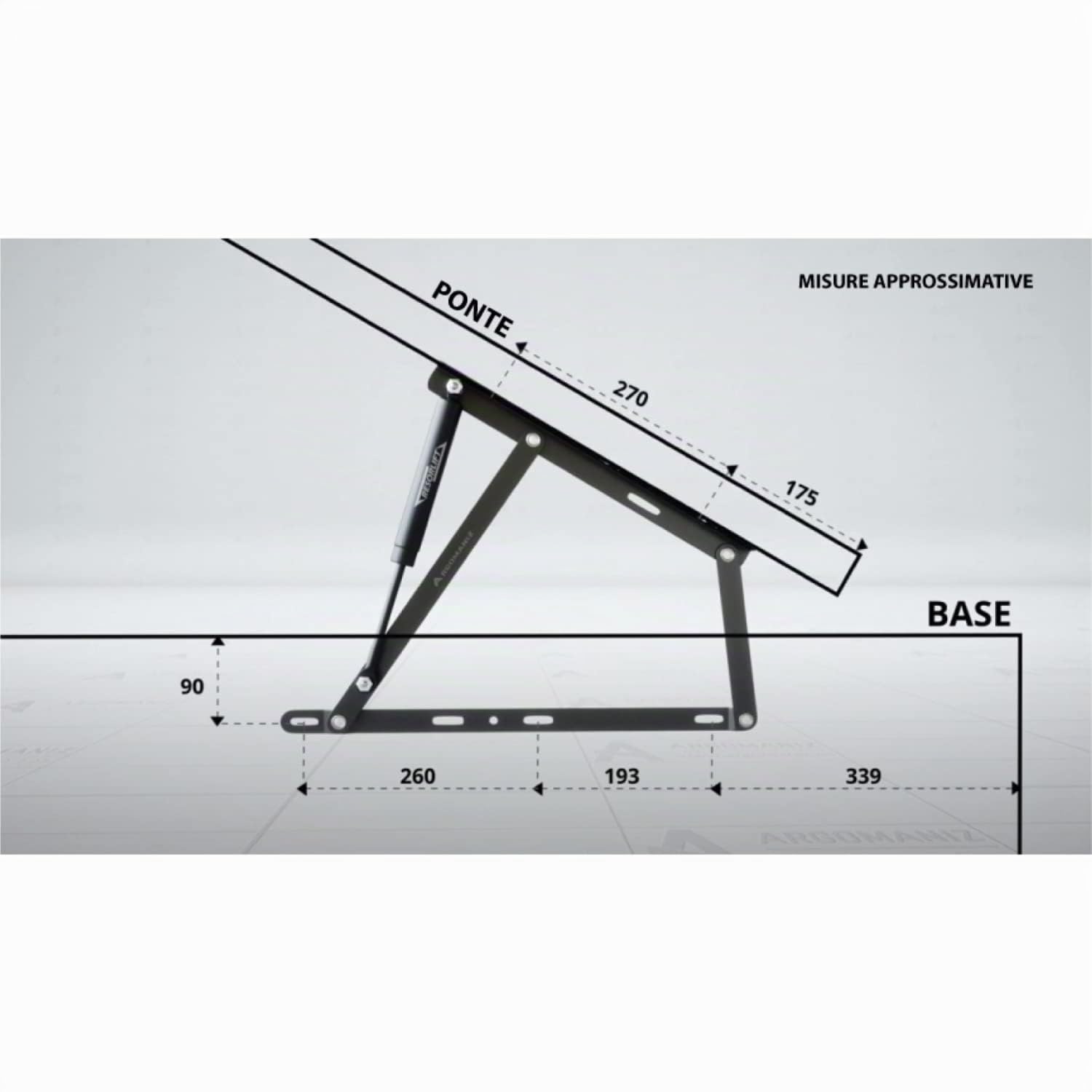 "Set di 2 cerniere per letto con molle 1250 N – ideale per tartine da 150 cm – Sistema di rondelle in nylon anti rumore – Cuens"