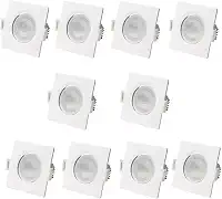 Kit 10 Spot Led Cob Direcionável Embutir Quadrado Branco Quente 3000k 7w