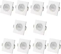 Kit 10 Spot Led Cob Direcionável Embutir Quadrado Branco Quente 3000k 7w