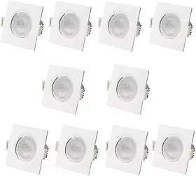 Kit 10 Spot Led Cob Direcionável Embutir Quadrado Branco Quente 3000k 7w