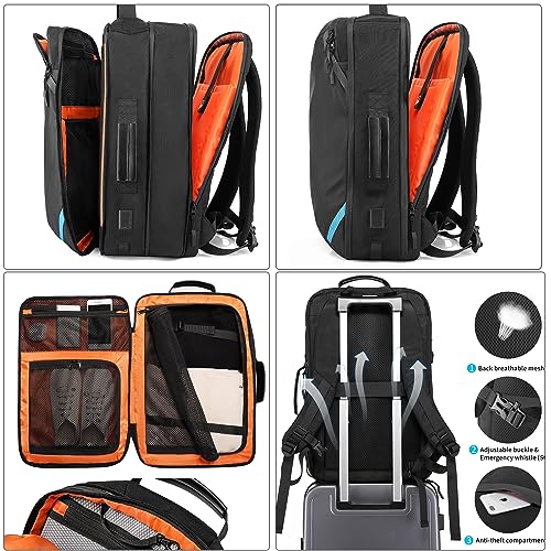 Image of TANGCORLE Travel Carry on Backpack, Extra Large Expandable 45L Backpack for Flight approved, 17.3 inch Laptop with USB Charging Port Backpacks, Water Resistant Computer Business Backpack for Men & Women