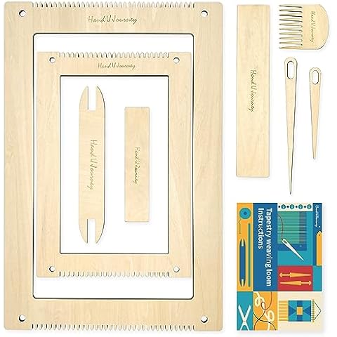 Wool Queen Rectangle Weaving Loom Kit - 2 Sets with Weaving Needles and Tools, Perfect for Beginners and Weaving Enthusiasts, 11''x16.5'' and 7.8''x11.7'' Large Sizes Cover