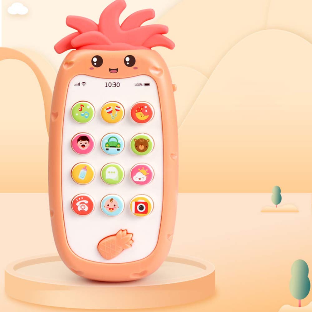 Walmeck Baby Cell Phone Toy Interactive Educational Musical Teether Smartphone with Light Music Various Sounds for Toddlers Boys Girls Orange Yellow Green — view 2