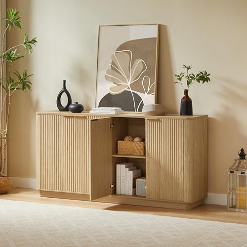 Yihomfy Buffet Cuisine, 160 cm Buffet Salle a Manger avec 4 Portes, étagères réglables, Meuble de Rangement, Armoire Vaisselier Cuisine pour Salon, Cuisine, Couloir...