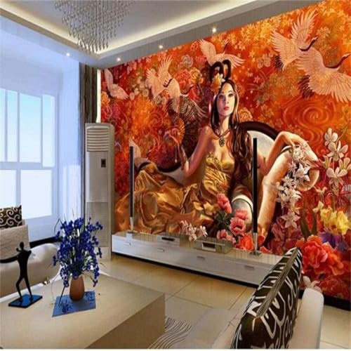 Papel pintado para tapar imperfecciones de pared mural 3D flores y pájaros comedor XLMING 4