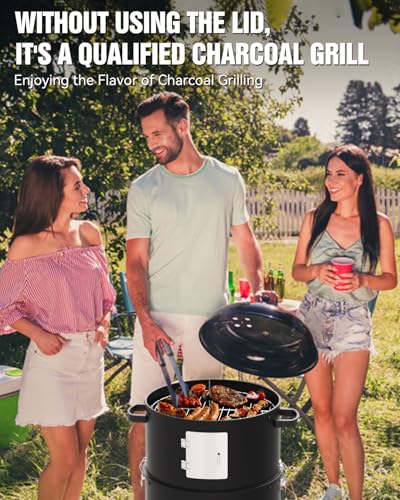 16-Charcoal-Smoker-3-in-1-Vertical-Barbecue-Grill-Outdoor-Fire-Pit-402-Square-Inches-Cooking-Area-Versatile-Outdoor-Smoker-Grill-Black 16 Charcoal Smoker 3 in 1 Vertical Barbecue Grill Outdoor Fire Pit 402 Square Inches Cooking Area Versatile Outdoor Smoker Grill Black