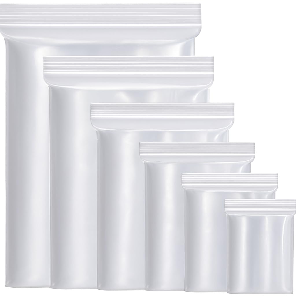 100 Pack Grip Seal Bags Clear Resealable Zip Lock Polythene Bags, Reusable Press-Seal, Plastic Storage Bag for Kitchen, DIY, Jewellery, Office Stationery Storage by Kavya Global (12.75" x 12.75")