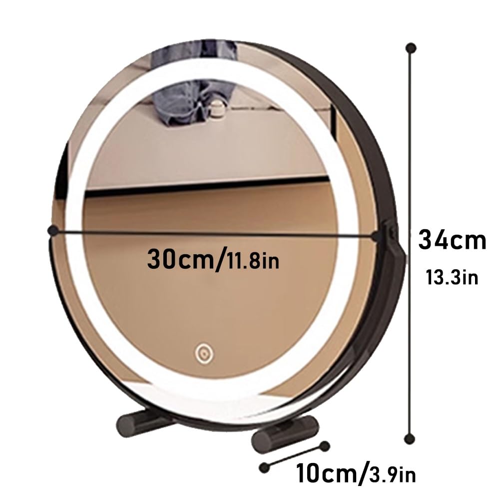 Specchio Trucco Con Luci Specchio Di Vanity Schermo Touch Intelligente Specchio Da Tavolo Con 3 Modalità Di Illuminazione A Colori Specchio Rotondo Ricaricabile Specchio LED Illuminato ( Colore : Bian