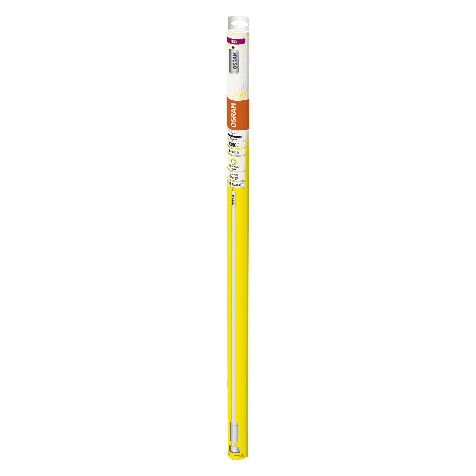 OSRAM LED TUBE T5 HF HE21 849 mm, tubo LED lineal, 10W, 1350lm, 3000K, luz blanca cálida, reemplazo LED de tubos fluorescentes T5 convencionales con casquillo G5, larga vida, optimo consumo de energía