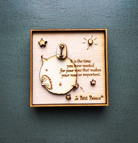 The Little Prince Wood Engraved 3D Magnet - n.3 Rose - multi-layered