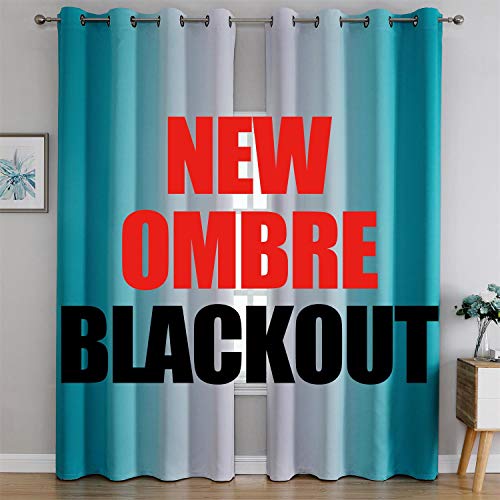 Image of G2000 Blackout Curtains & Drapes for Bedroom Living Room 84 Inches Long Turquoise and Greyish White Room Darkening Window Treatments Ombre Thermal Insulated Light Blocking Grommet Backdrop 2 Panels