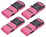 WeBravery Adjustable Luggage Straps Suitcase Belt Travel Strap Accessories (4Pack-Pink)