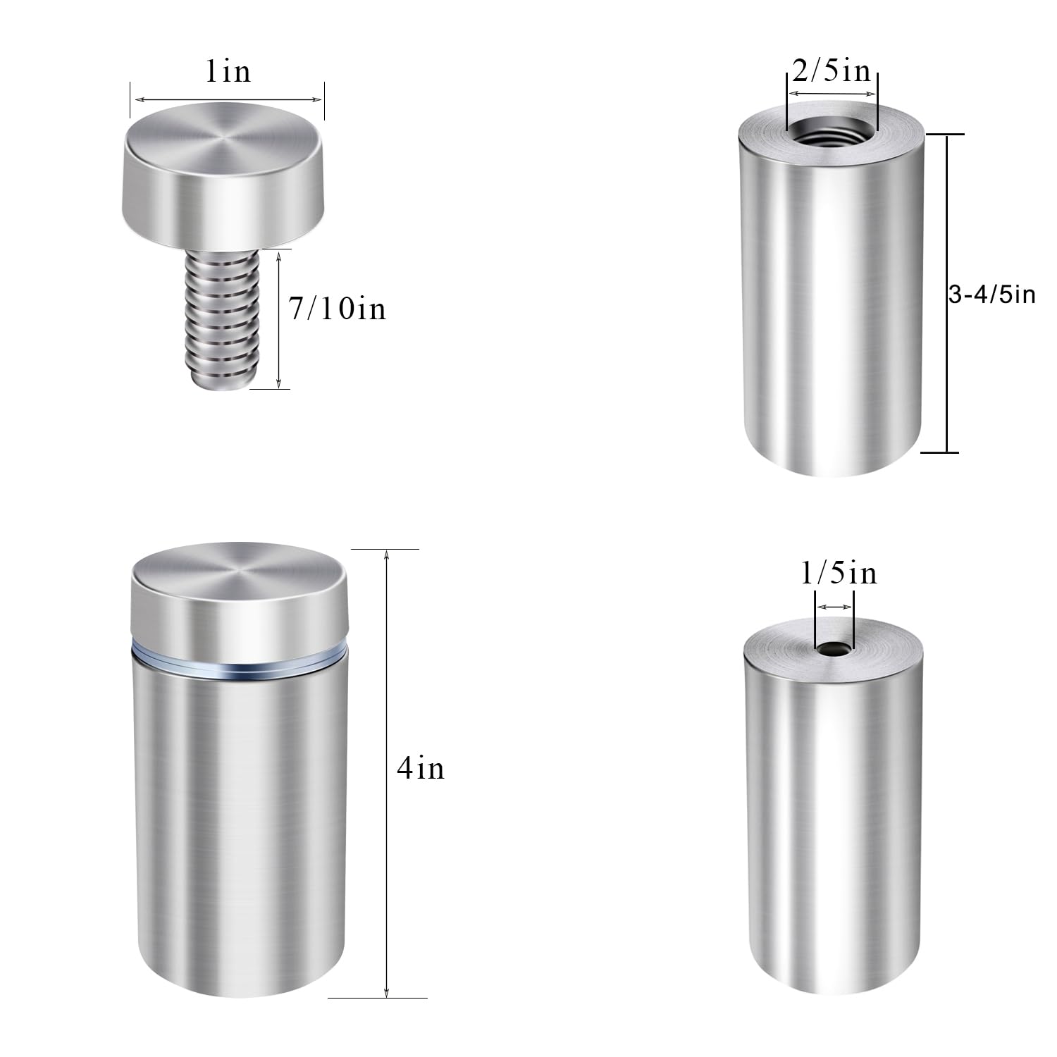 FindTop 24 Pack Sign Standoff Screws - 1x1 Inch, Stainless Steel, For Acrylic Frames, Boards & Signs - View #9
