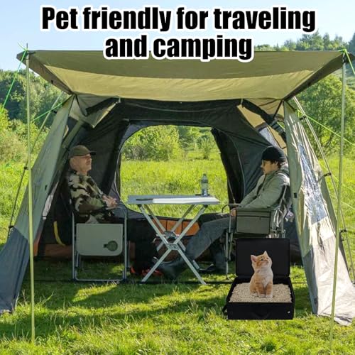 Reise Katzenklo Portable mit Deckel, Faltbare Tragbare Katzentoilette 40x30cm, wasserdichte Haustier Katzenklo, Katzen Toilette Reise, Tragbare Katzenbox für Camping, Auto, Drinnen und Draußen