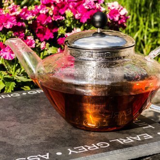Slate Tea Pot Stand with laser etched border in gift box