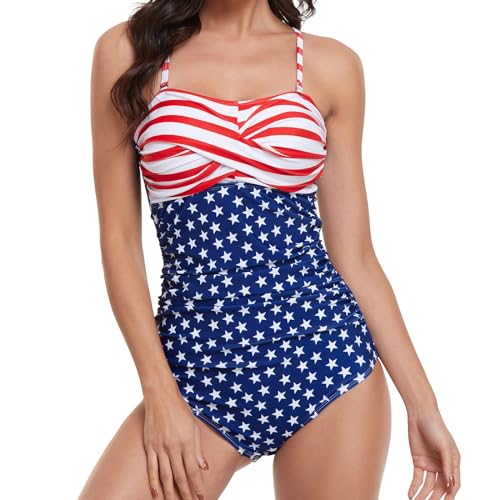 Image of Smismivo Tummy Control Swimwear Strapless One Piece Swimsuit Ruched Bathing Suits for Women Slimming Bandeau Tube Top Bikini