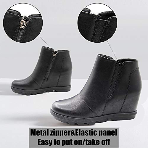 Athlefit Wedge Booties for Women with Heel Hidden Wedge Boots Comfortable Ankle Boots3
