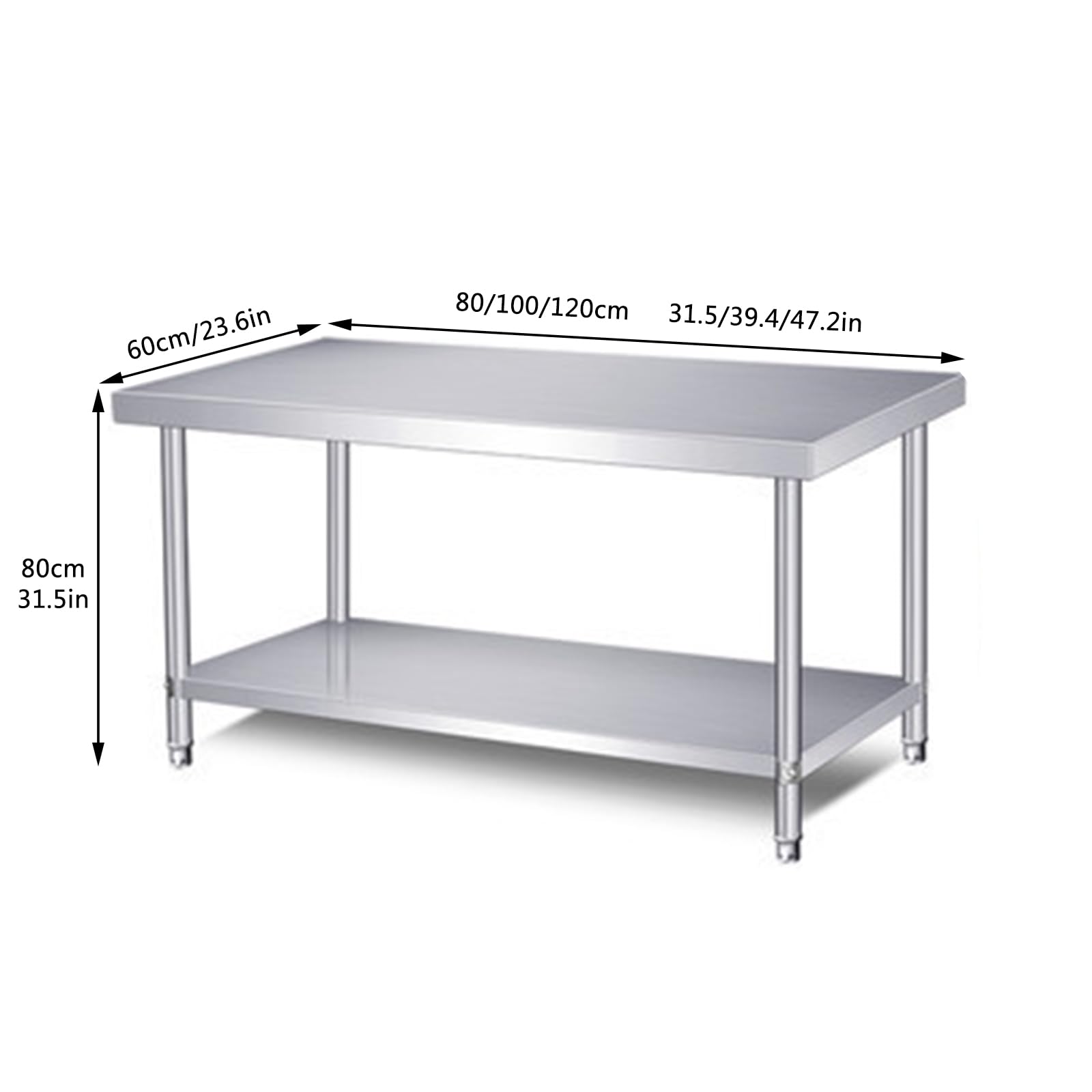 Mesa De Preparación De Acero Inoxidable Mesa De Trabajo Comercial,mesa De Preparación Para Barbacoa,mesa De Trabajo De Metal Para Utilidad De Preparación De Cocina,mesa De Preparación(80cm/31.5in)
