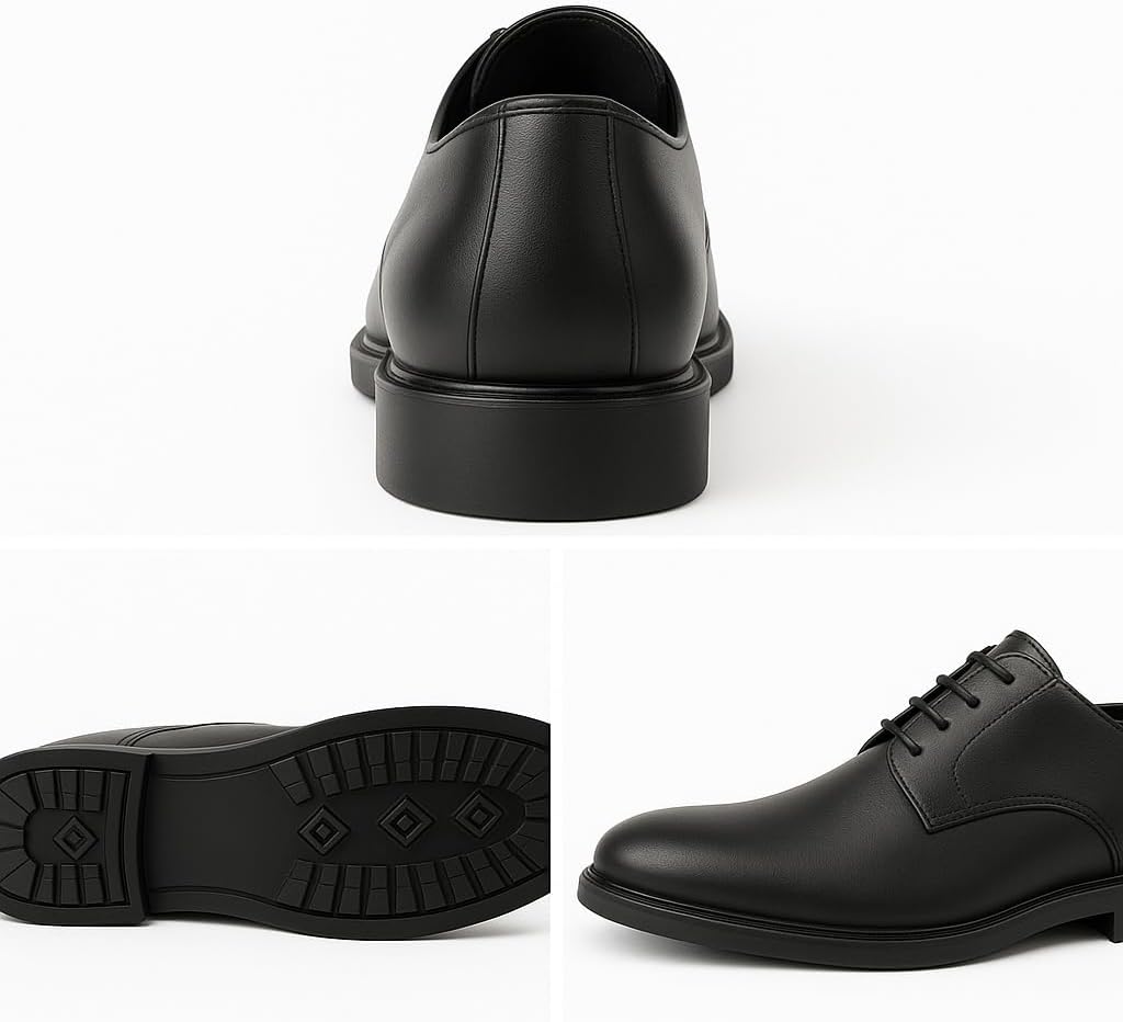 Mens Tuxedo Dress Shoes Classic Formal Oxfords Faux Patent Leather Shoe Lace-up Dress Shoes for Business Wedding Suit Black - Image 3