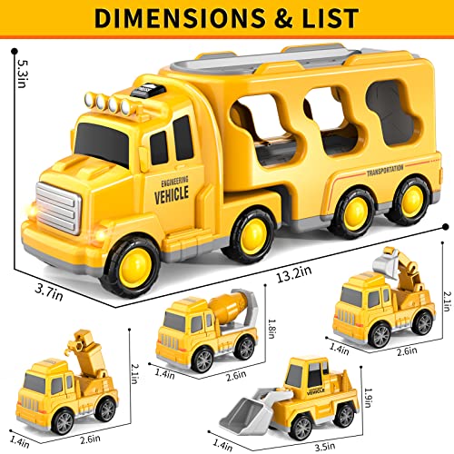 Bennol Toddler Trucks Toys For Boys Age 1-3 3-5, 5 In 1 Construction Car Truck For Toddlers Boys Girls 1 2 3 4 5 6 Years Old, Toddler Boy Toys Christmas Birthday Gift Car Sets With Light Sound #TOP3