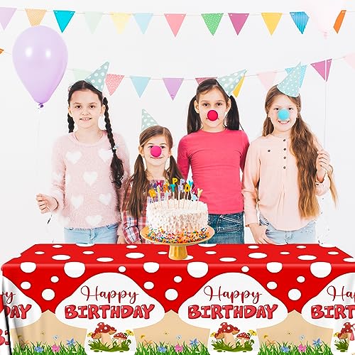 Image of Mushroom Birthday Party Decorations, 3PCS Mushroom Tablecloth Plastic Table Cloth for Mushroom Party Decorations