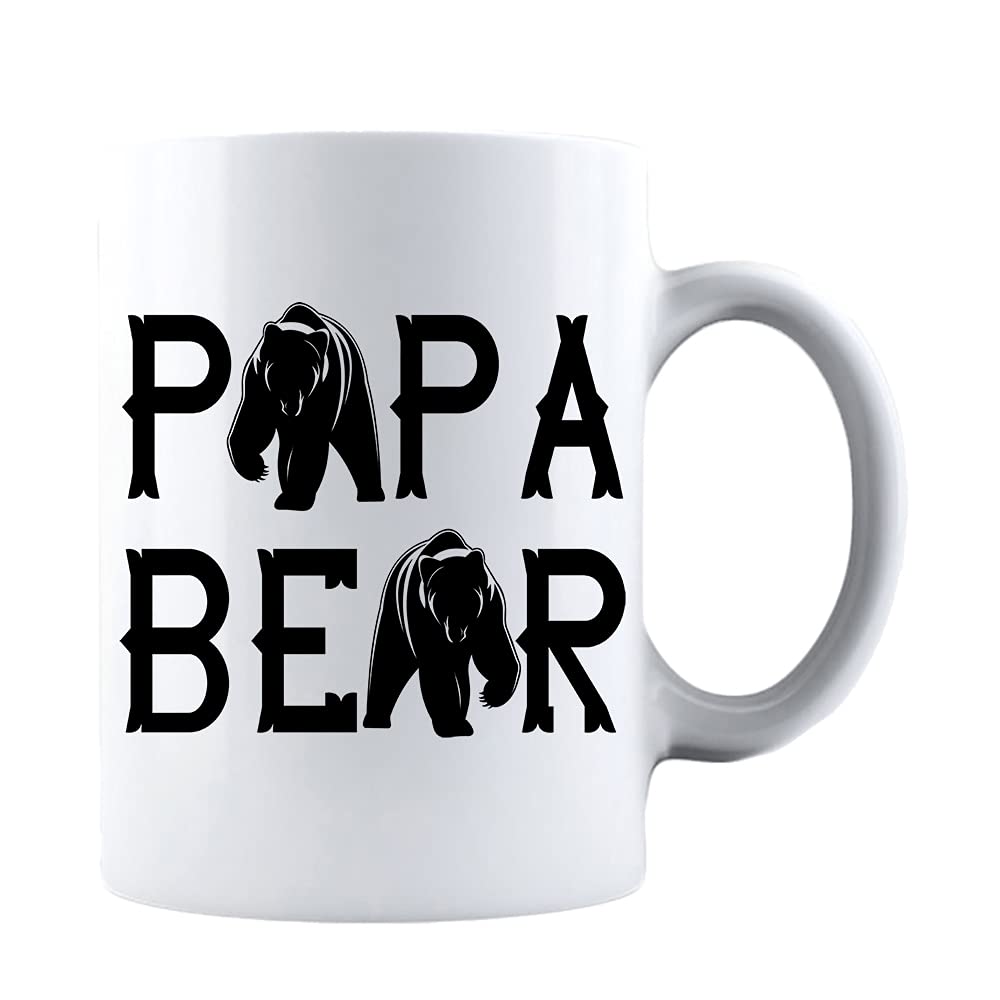 Kropsis Papa Bear Mug - For Him Funny Greatest Cool Dad Presents From Wife - Son and Daughter Best Fathers Presents For Anniversary Birthday and Christmas Mug White