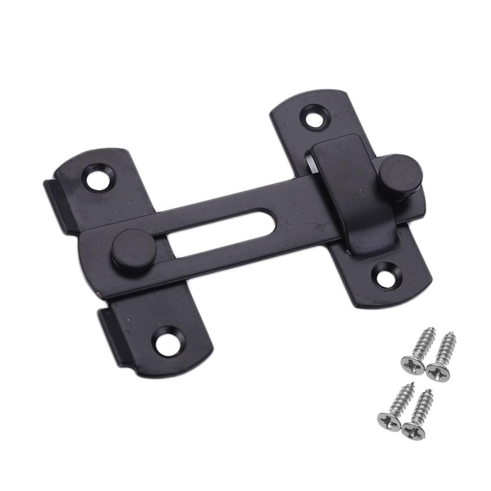 Hasp and Staple, Door Padlock Hasp Stainless Steel Multicolor Silent Window Catch Cabinet Bolt(Black,3inch)