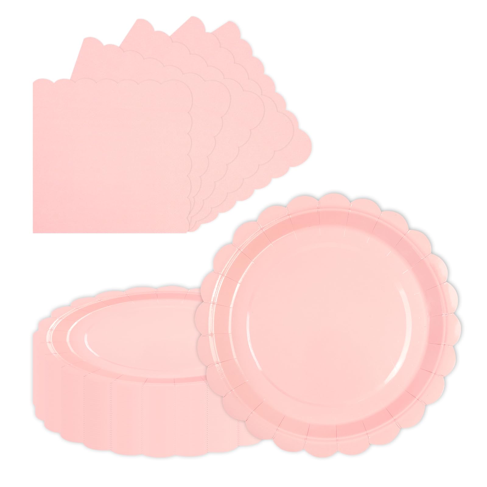 LDFDRT 40 pcs Pink Party Paper Plates and Napkins Disposable 9 inch 20 pcs Dessert Plates & 20 pcs Napkins Tableware for Fruit Cake Party Decorations