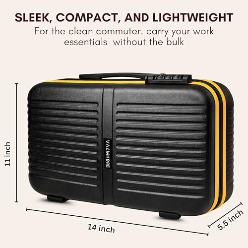 Image of VALMORE Valmore AeroVault 13 Hardshell Laptop Bag for 13-Inch MacBook, Polycarbonate Hard Case with Lock, Premium Cushioned Interior, Trolley Sleeve