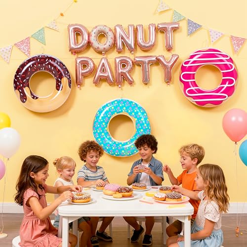 JOYIN Donut Pool Float with Glitters 32.5” (3 Pack), Funny Tube Toys for Swimming Pool Party and Donut Party Supplies