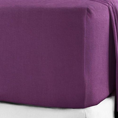 BuyJoy 100% Brushed Cotton Soft Flannelette Flannel 25CM/10 Fitted Single - Double - King - Super King Size - Bedding Bed Sheet (King, Purple)
