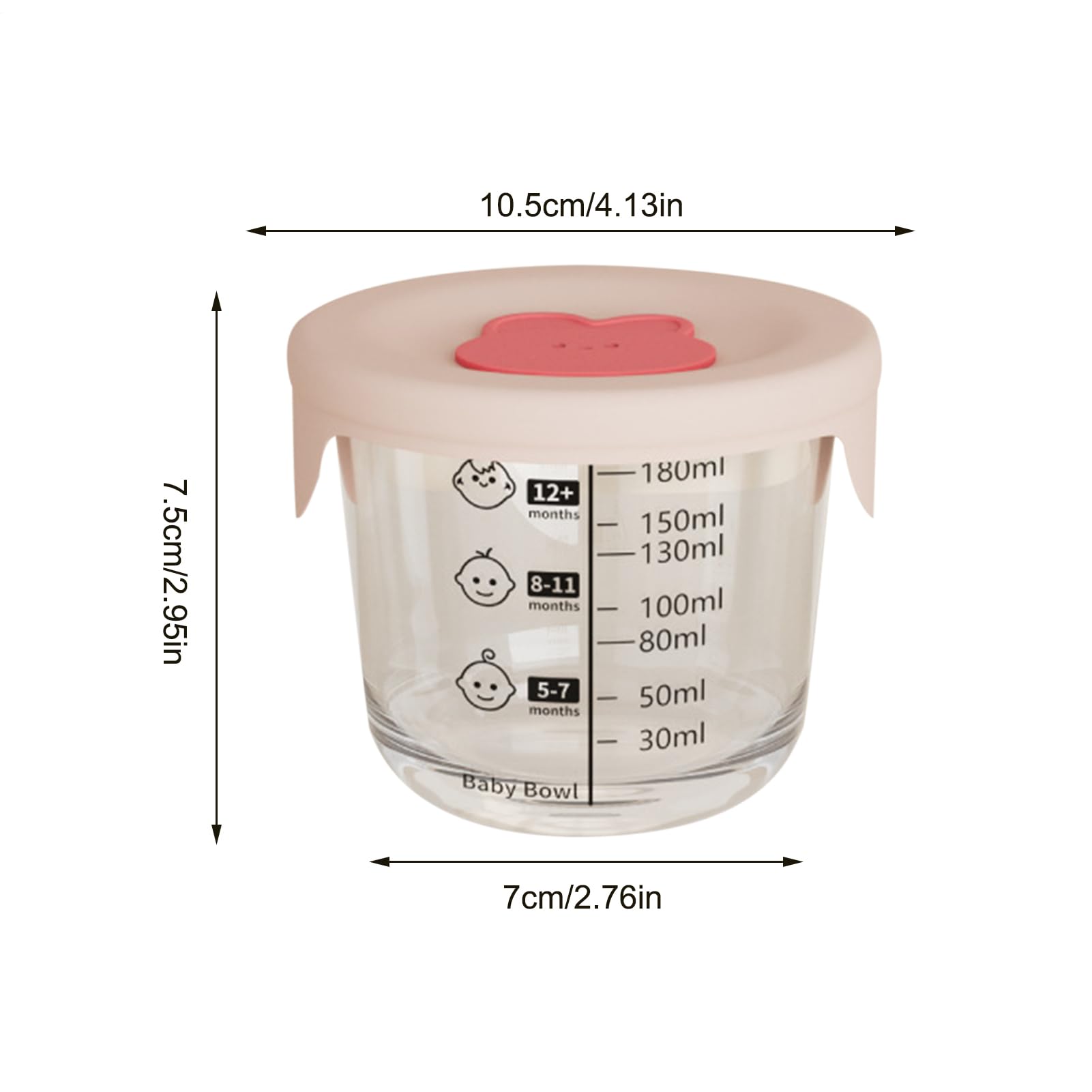 Baby Food Container, 230ml Glass Jar, Leakproof Lid Design, Microwave Safe, Temperature for -20 to 400°c Measurement Scale, Ideal for Dining, Packing, Feeding, Baby Meals