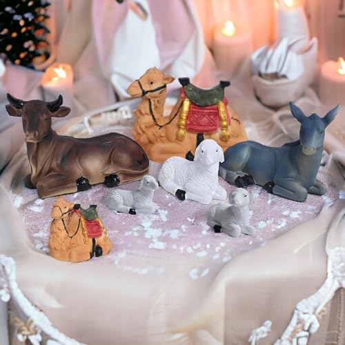 Image of KariGhar 7 pcs (6 inch )Animals Set for Christmas Nativity Scene /Crib Set Decoration & Various Other Decoration & Gifting. A0071,Multicolor