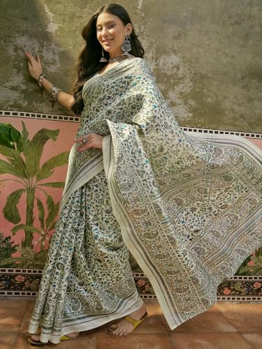 Image of SIRIL Women's Cotton Printed Saree With Unstitched Blouse Piece