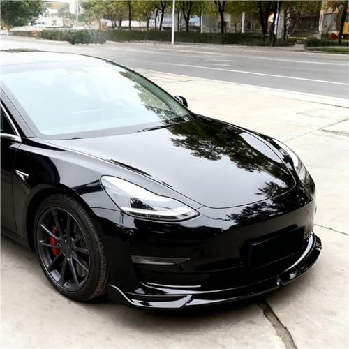 Labio de parachoques delantero para Model 3 con acabado de fibra carbono 3