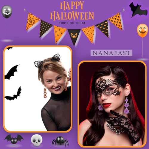 Nanafast Spooky Halloween Earrings for Women Bat Pumpkin Ghost Spiderweb Acrylic Dangle Earrings Halloween Gifts for Holiday Costume Party3