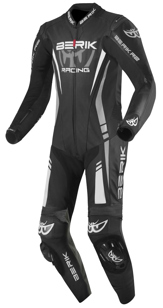 Berik Absolute GP 1-Teiler Motorrad Lederkombi, schwarz/weiß, 50 | Stretch-Einsätze