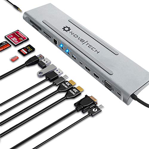 Authentic Crazy Deals NOV8Tech USB C Laptop Docking Station, USB-C Hub, 14in1 Triple Display 2 HDMI & VGA for M1 MacBook Pro Air & Type C Laptops, 100W USB-C PD, Gigabit Ethernet, 2X USB 3, MS/CF/SD/Micro SD/TF Card, Audio Black Friday Clearance NOV8Tech USB C Laptop Docking Station, USB-C Hub, 14in1 Triple Display 2 HDMI & VGA for M1 MacBook Pro Air & Type C Laptops, 100W USB-C PD, Gigabit Ethernet, 2X USB 3, MS/CF/SD/Micro SD/TF Card, Audio