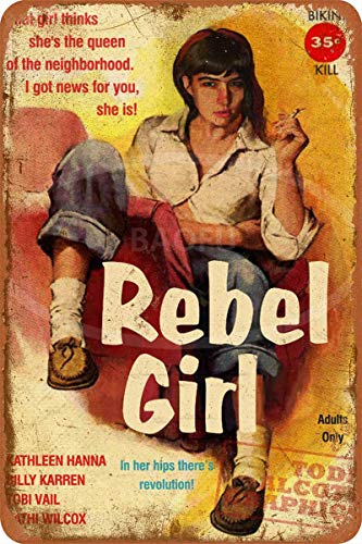 Bikini Kill Rebel Girl 1950s Iron Painting Wall Poster Metal Vintage Band Tin Signs Retro Garage Plaque Decorative Living Room Garden Bedroom Office Hotel Cafe Bar