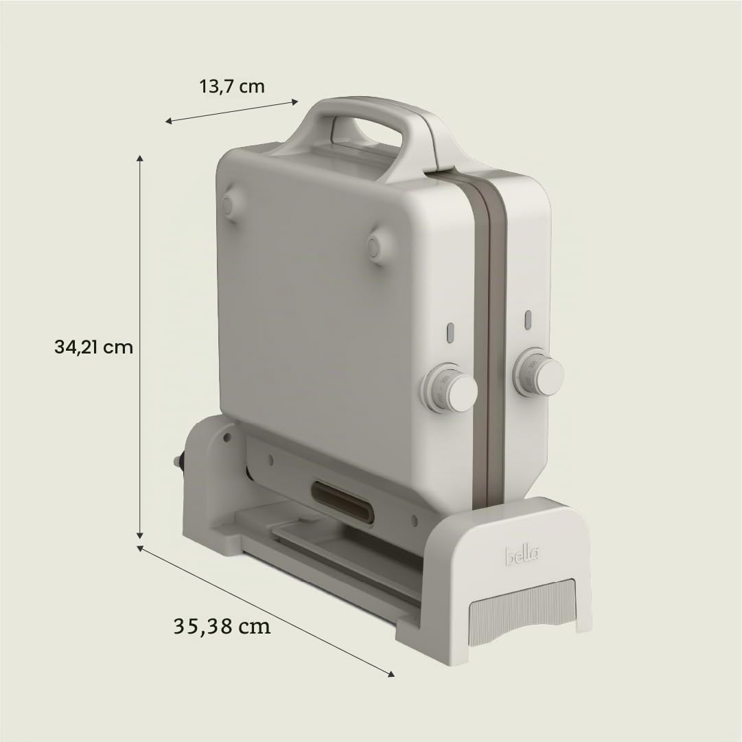 Bella - Plancha en céramique pliable et pliable de 25,4 x 50,8 cm, s'adapte à n'importe quel endroit des ustensiles de cuisine, revêtement antiadhésif en céramique EverGood, 2 zones de température