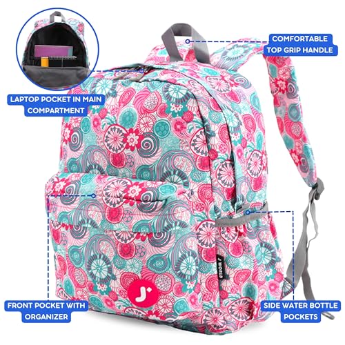 Image of J World Oz Middle School Backpack for Girls & Women. Cute Kids Laptop Bookbag, Blue Raspberry