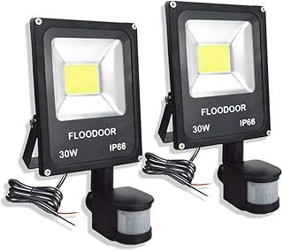 Floodoor 30W LED Motion Sensor Light Outdoor Waterproof Flood Light 12-24V AC/DC Super Bright Security Light, 6000K, 2700LM, Daylight White, 150W Bulb Equivalent, PIR Sensor Light (2 Pack)