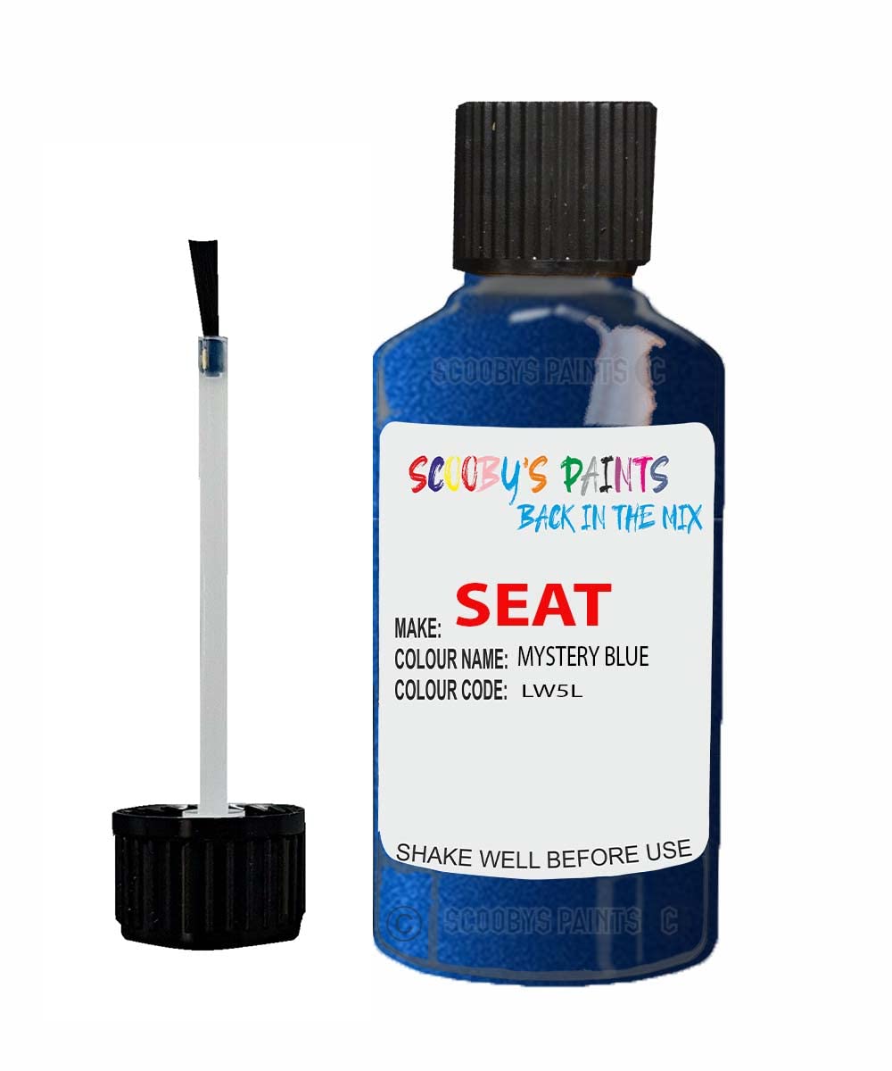 Scoobys Paints Back In The Mix Mystery Blue Touch Up Paint For Seat Ibiza Lw5l 2017-2021 30Ml Bottle Brush Scratch Stone Chip Repair Pen