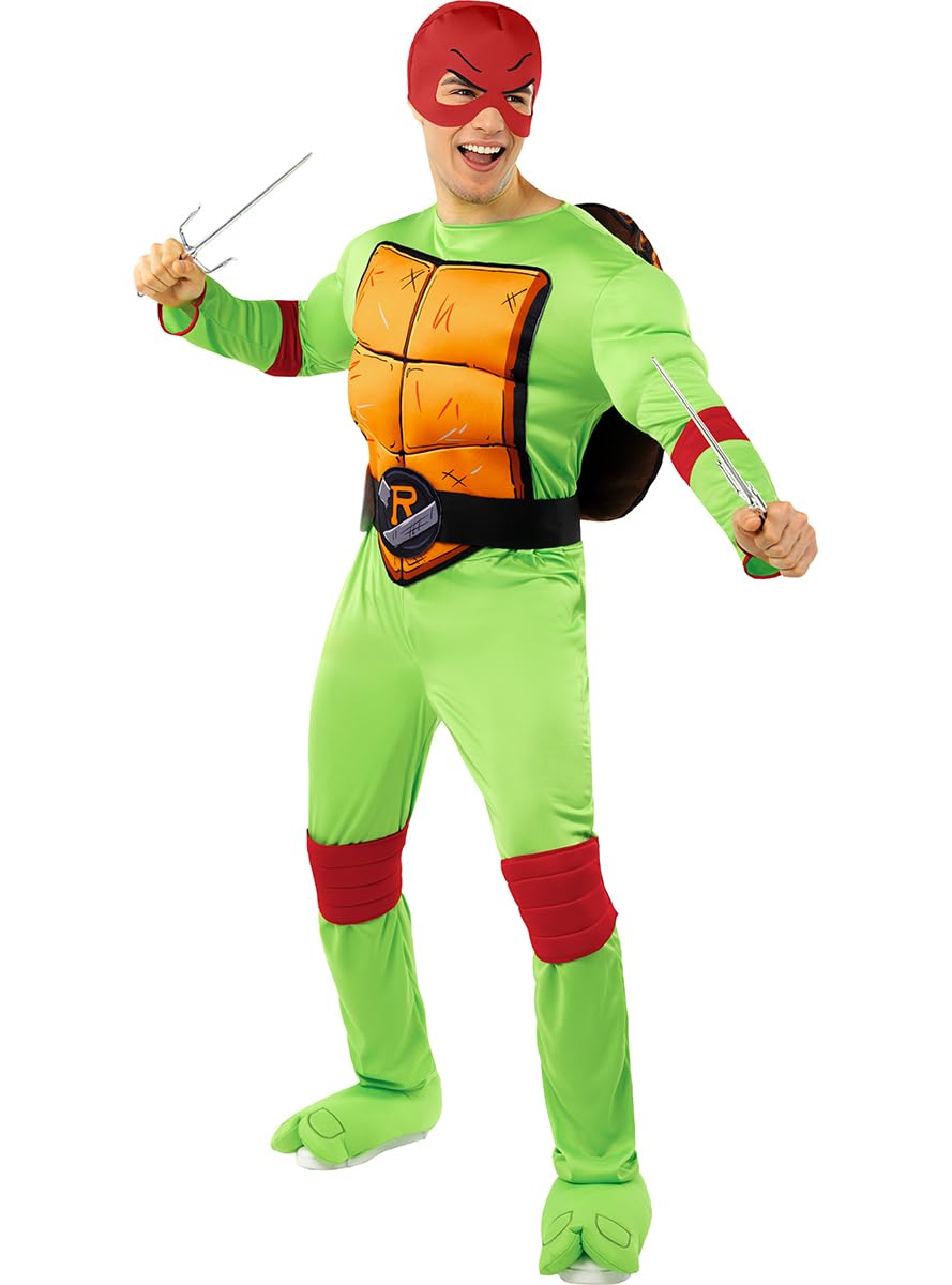Funidelia | Disfraz de Raphael - Las Tortugas Ninja para hombre Tortugas Ninja & Dibujos Animados - Disfraz para adultos y divertidos accesorios para Fiestas, Carnaval y Halloween - Talla M