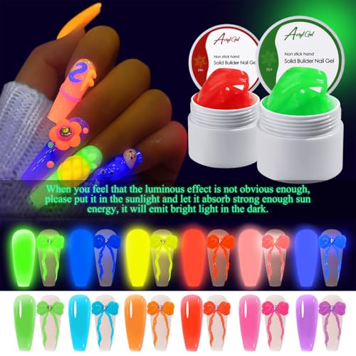 6Pcs Gel para Uñas 3D Polygel Brillante en Oscuridad miniatura 4
