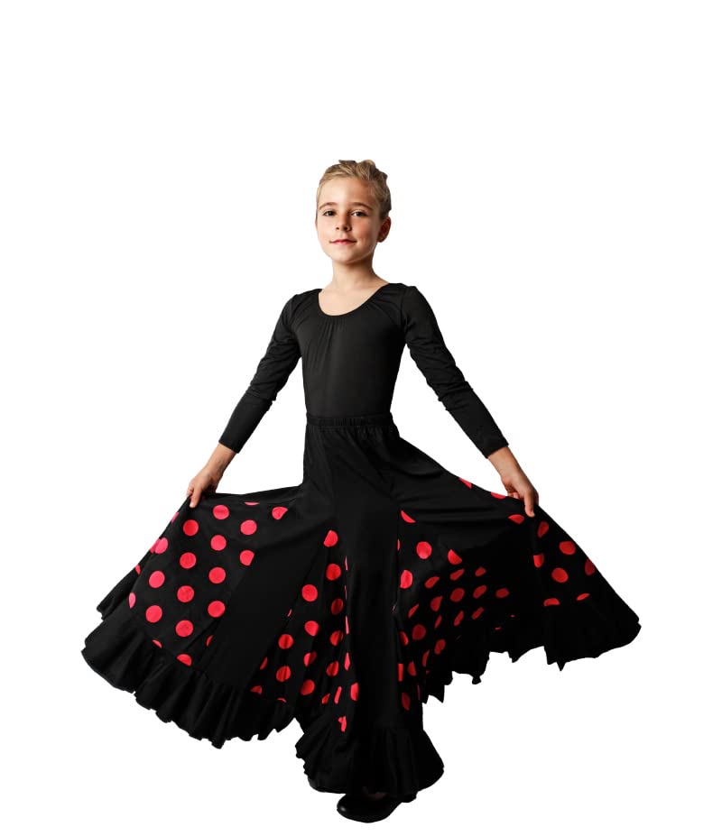 Dysmad Costumizate! Falda de Flamenco para niñas. Flada con un Volante y Lunares con Colores a Elegir. (10, Fucsia)