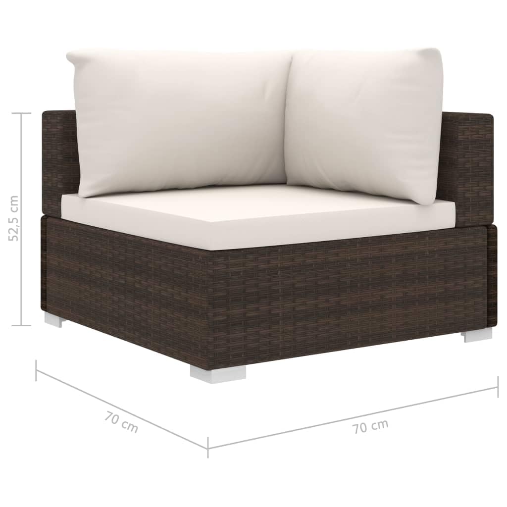 vidaXL Set Divani da Giardino 4 pz con Cuscini in Polyrattan Marrone