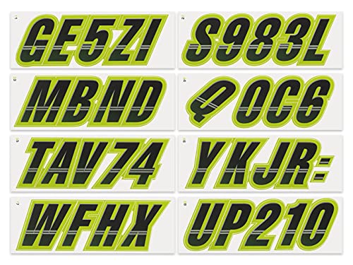 Image of STIFFIE Techtron Black /Jade 3 inch Boat & PWC Registration Decals • Numbers Letters Stickers