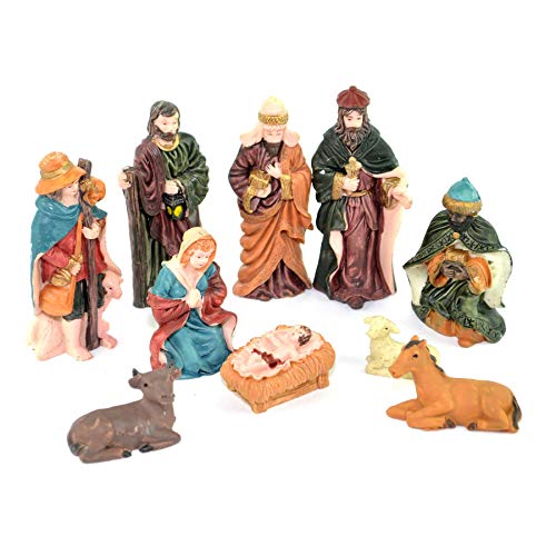 SHATCHI-SmallLarge-Handmade-Nativity-Scene-Birth-Jesus-Christ-Wooden-Stable-and-10pcs12pcs-Figurine-House-Sculpture-Christmas-Decoration-Xmas-Decor-Multicolour-10pcs-Figures