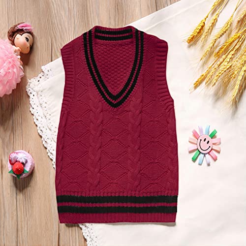 Baby Boy Girls Knit Sweater Vest Uniform Pullover Top Pure Color Cotton Spring Autumn Toddler2